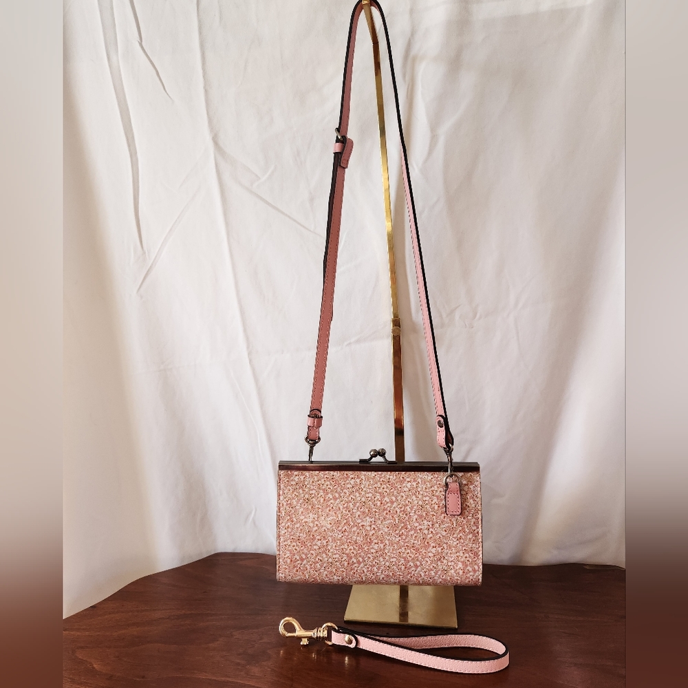 Patricia Nash Fleuriste Vallina Frame Leather Blush Bouquet Crossbody